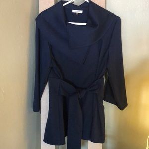 Calvin Klein Navy Jacket with Self Belt